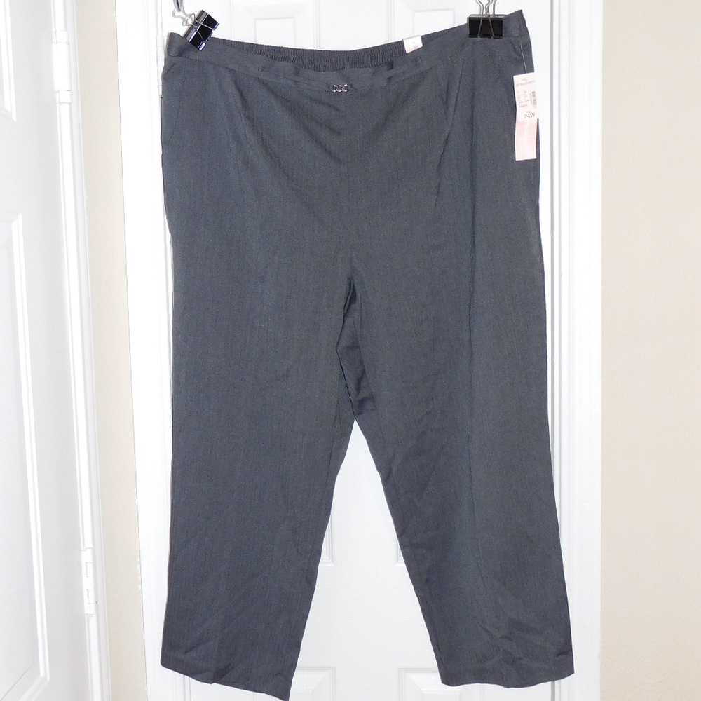 24W Short Dressbarn Gray Stretch Dress Pants NWT